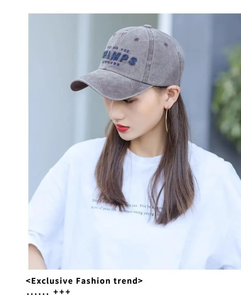 Washed Cotton Baseball Cap with "Champs New York" Embroidery — feature 16