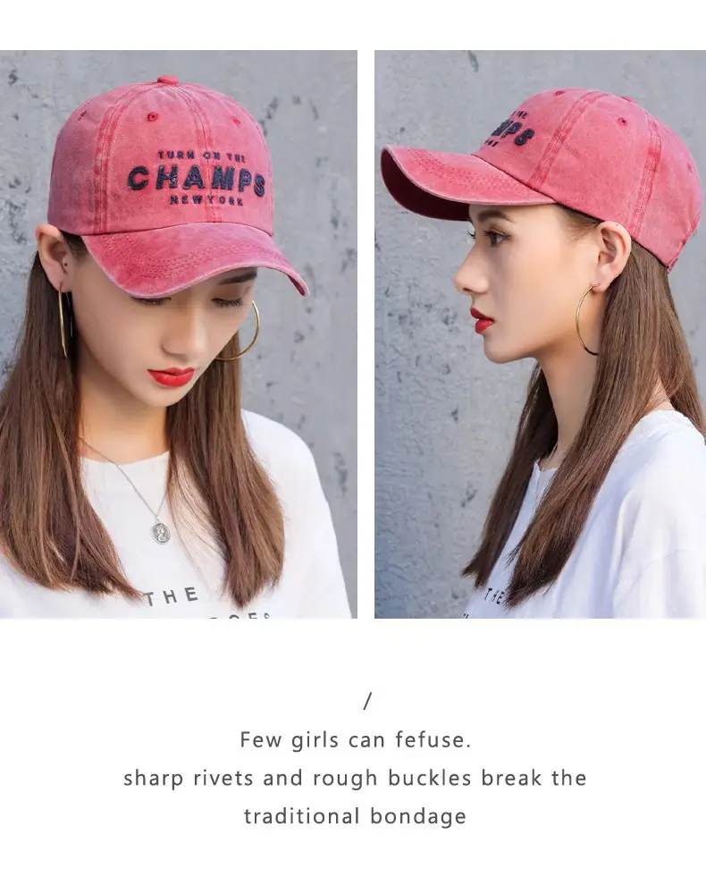 Washed Cotton Baseball Cap with "Champs New York" Embroidery — feature 19