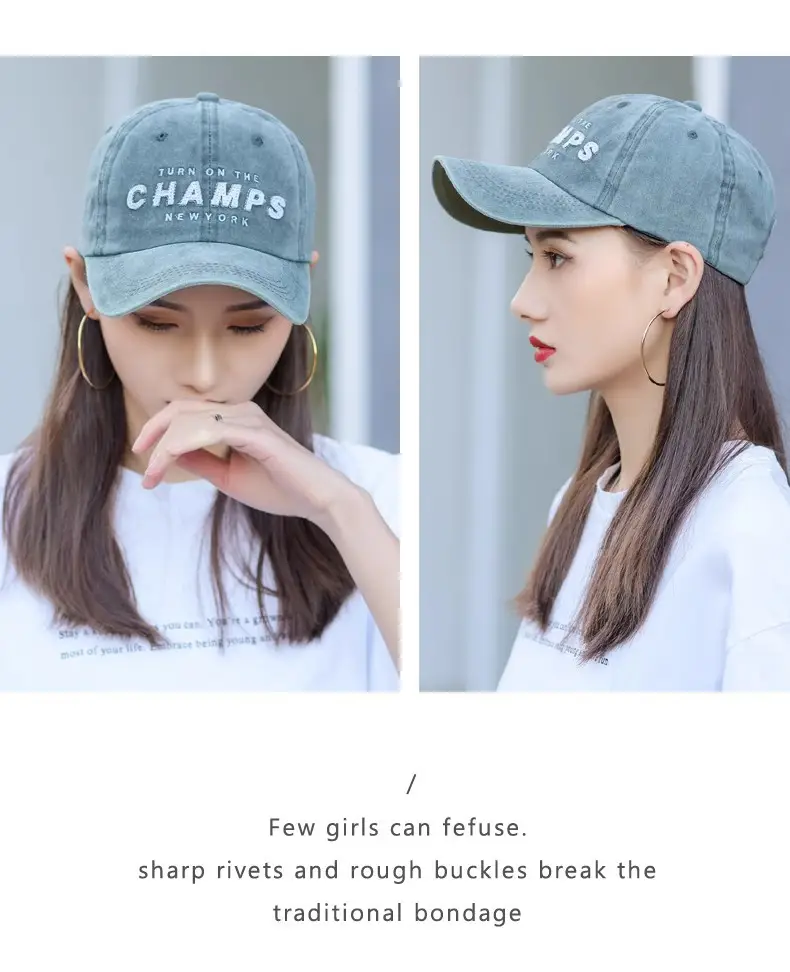 Washed Cotton Baseball Cap with "Champs New York" Embroidery — feature 23