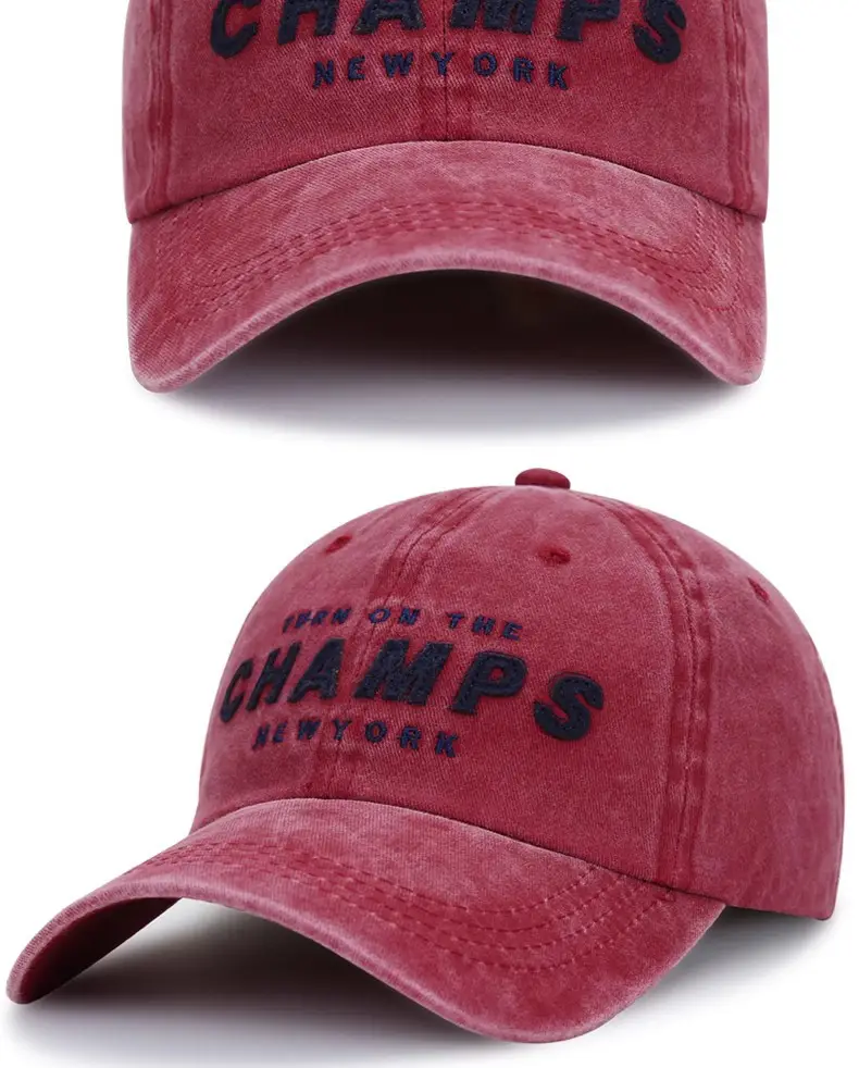 Washed Cotton Baseball Cap with "Champs New York" Embroidery — feature 7
