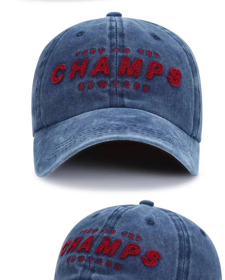 Washed Cotton Baseball Cap with "Champs New York" Embroidery — feature 8