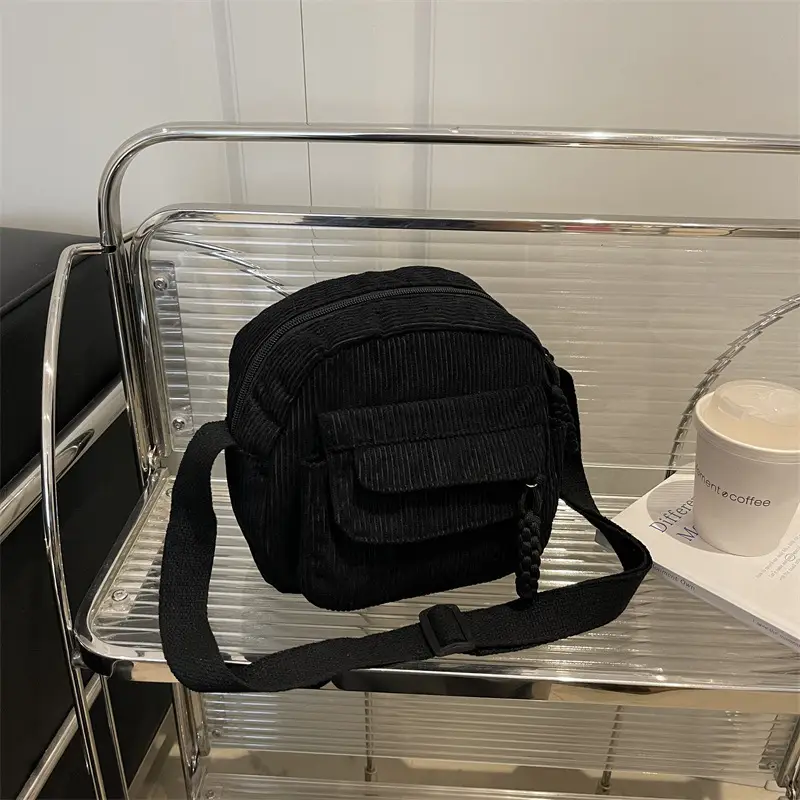 Women's Brown Corded Shoulder Bag for Commute - Image 6