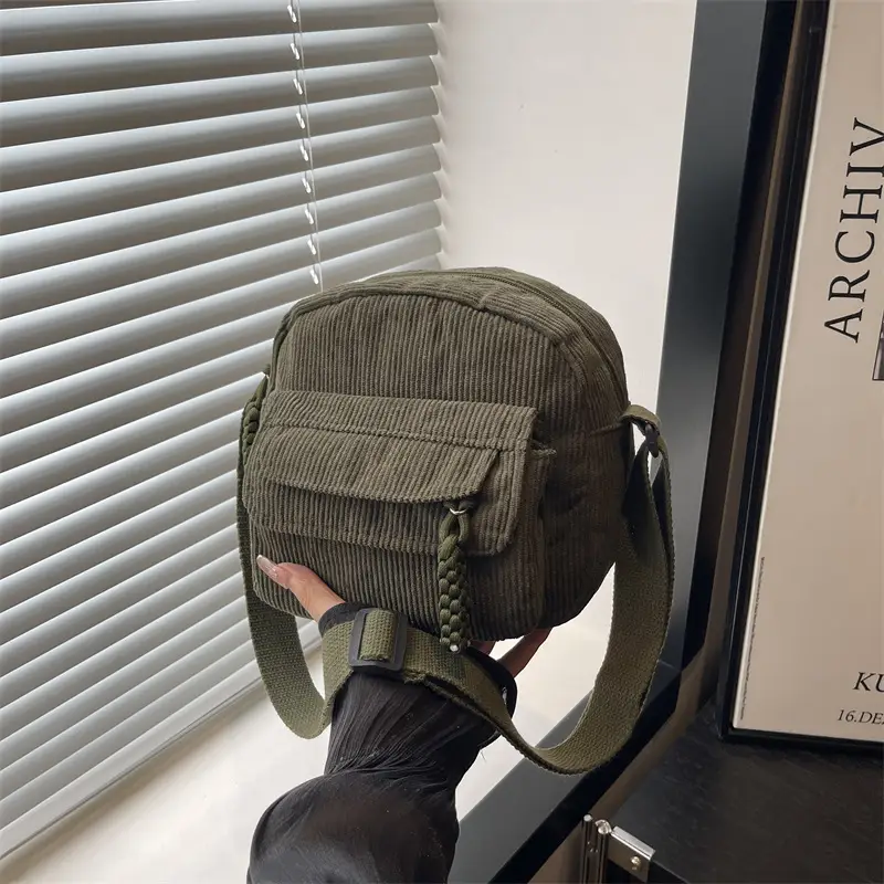 Women's Brown Corded Shoulder Bag for Commute - Image 7