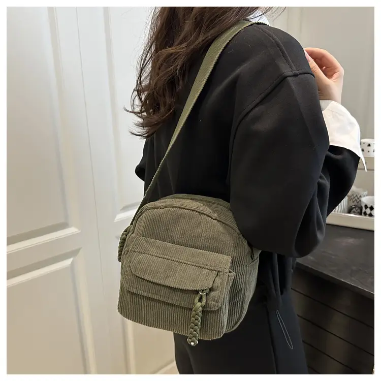 Women's Brown Corded Shoulder Bag for Commute — feature 10