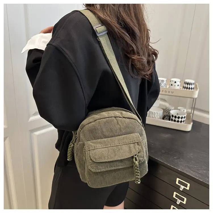 Women's Brown Corded Shoulder Bag for Commute — feature 11