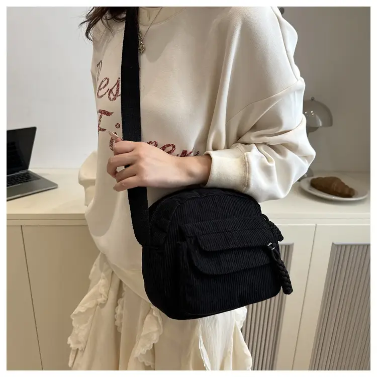 Women's Brown Corded Shoulder Bag for Commute — feature 14