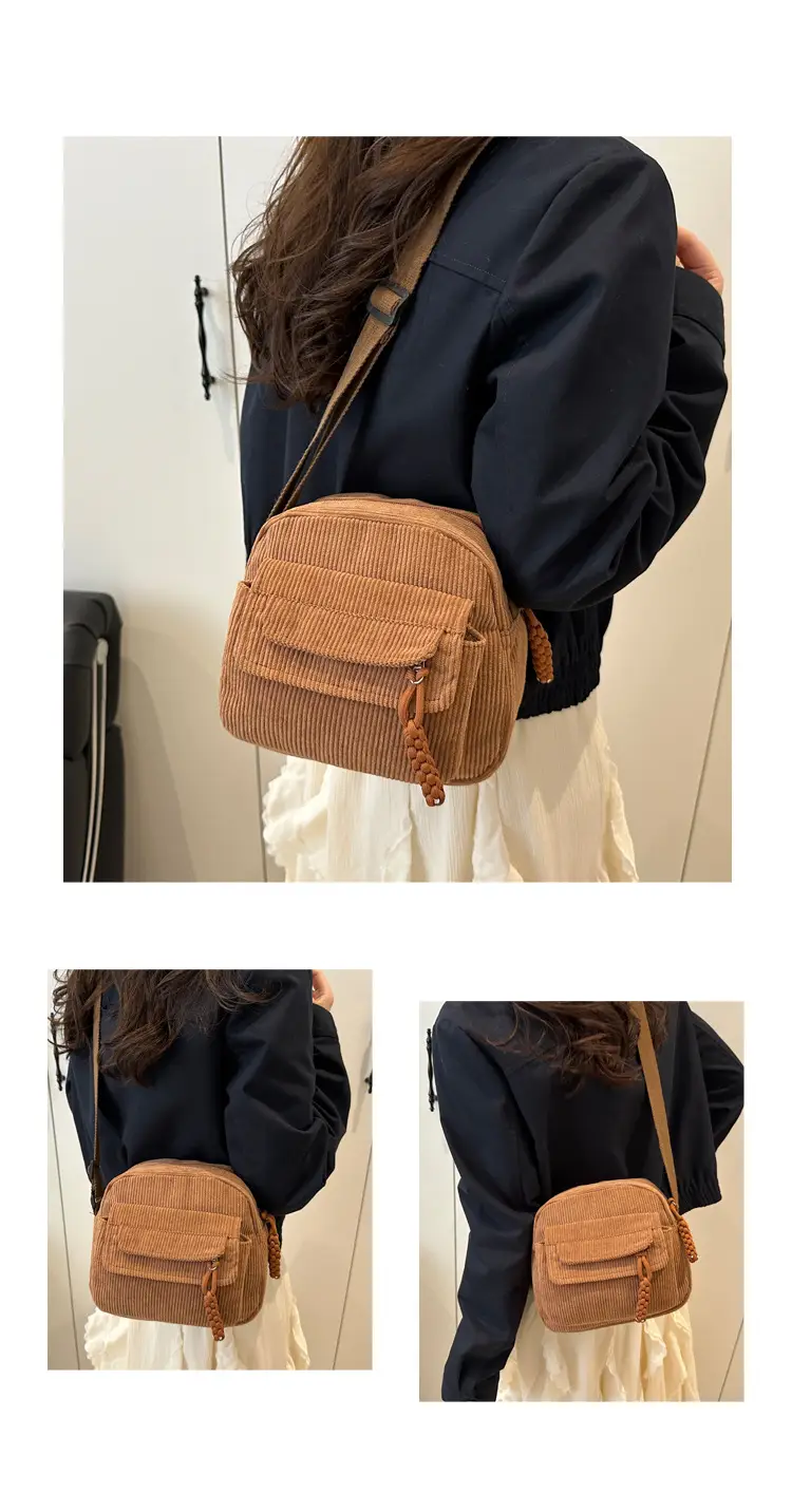Women's Brown Corded Shoulder Bag for Commute — feature 17