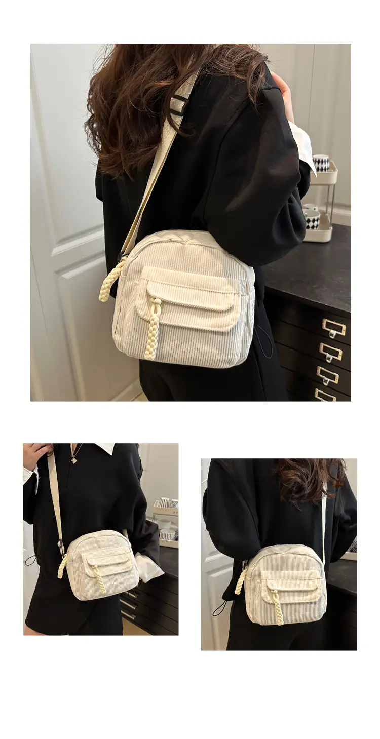 Women's Brown Corded Shoulder Bag for Commute — feature 19