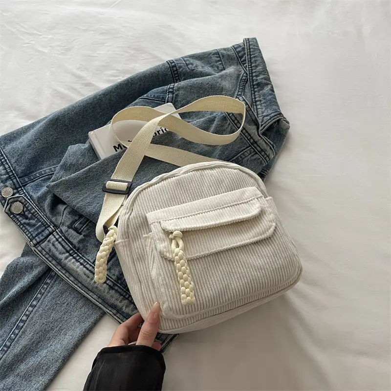 Women's Brown Corded Shoulder Bag for Commute - Image 3