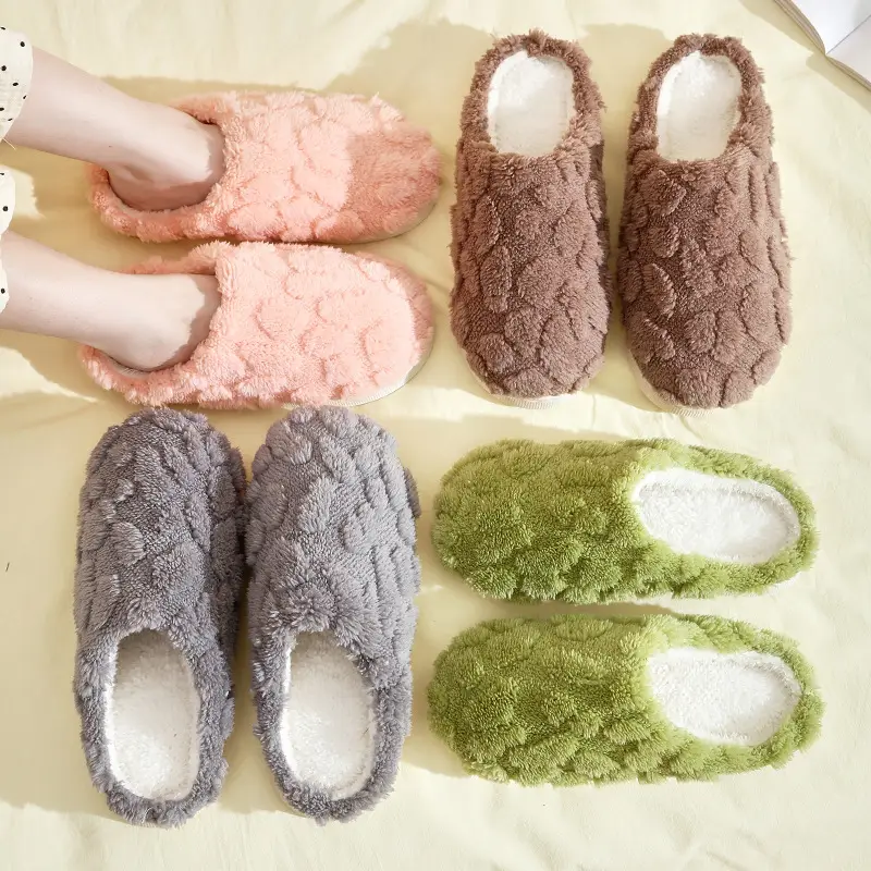 Simple Versatile Thick Cotton Slippers for Home, Non-Slip Guest Slippers, Autumn and Winter Cotton Slippers, Trendy Ins-Style Plush Cotton Shoes - Image 8