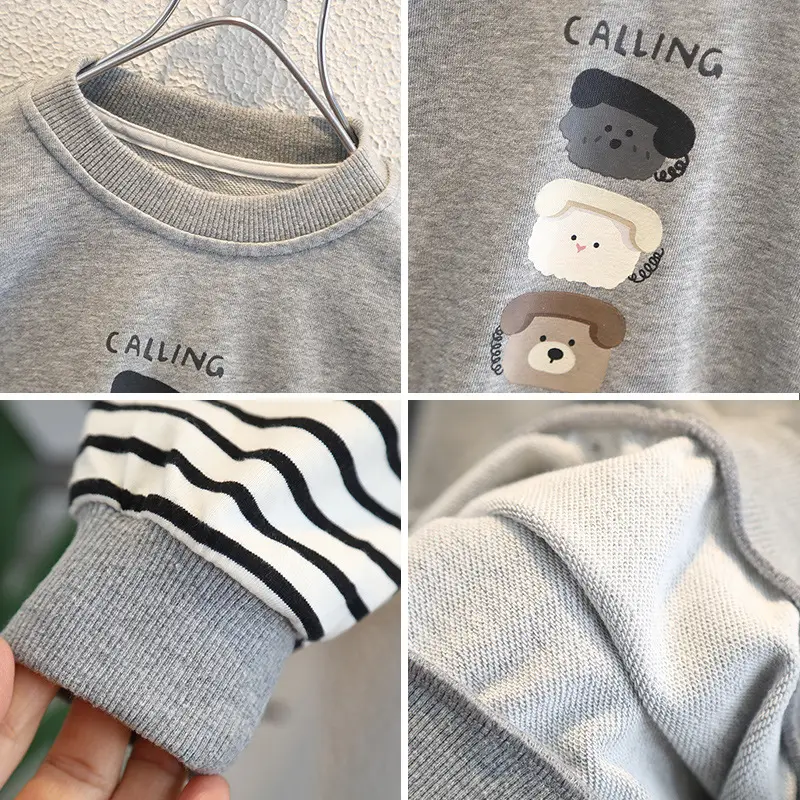 Boys Faux Sweatshirt Long Sleeve Striped Grey - Image 5