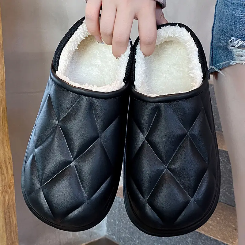 Waterproof Cotton Slippers for Autumn and Winter, Indoor and Outdoor Wear, Non-Slip, Warm, Fleece-Lined Cotton Shoes for Couples - Image 4