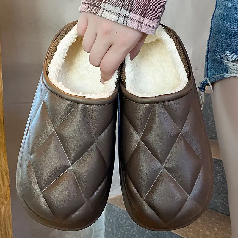Waterproof Cotton Slippers for Autumn and Winter, Indoor and Outdoor Wear, Non-Slip, Warm, Fleece-Lined Cotton Shoes for Couples - Image 5