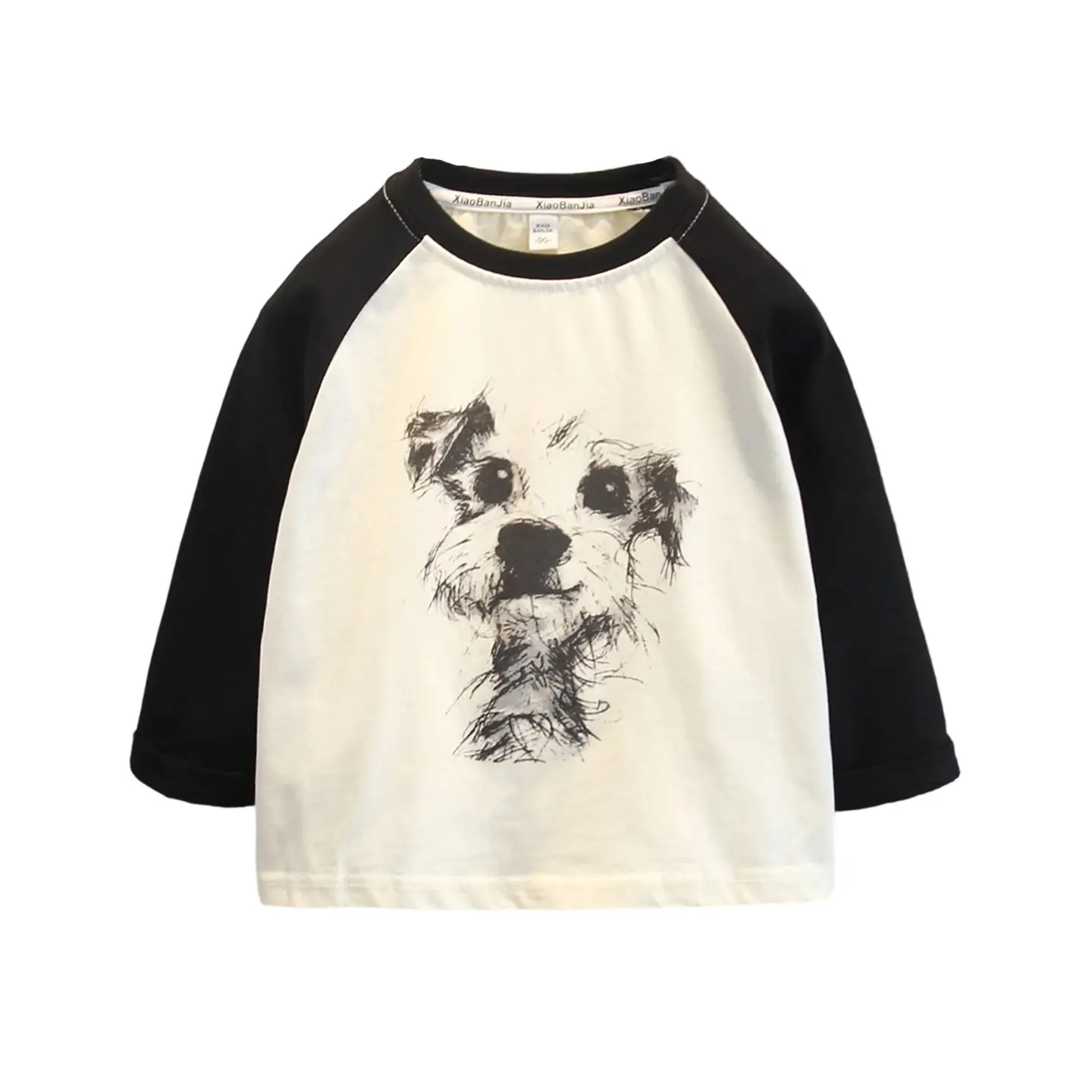 Boys Raglan Sleeve T-Shirt White Black Medium - Image 6