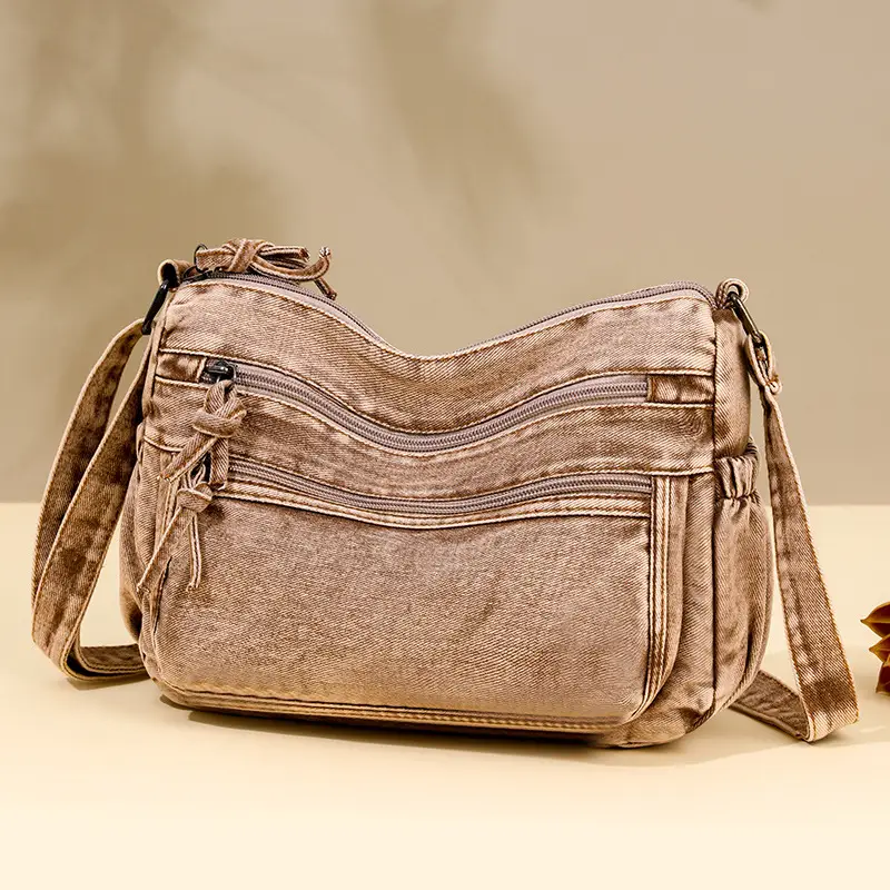 Washed Denim Crossbody Bag for Women Large Capacity - Image 5