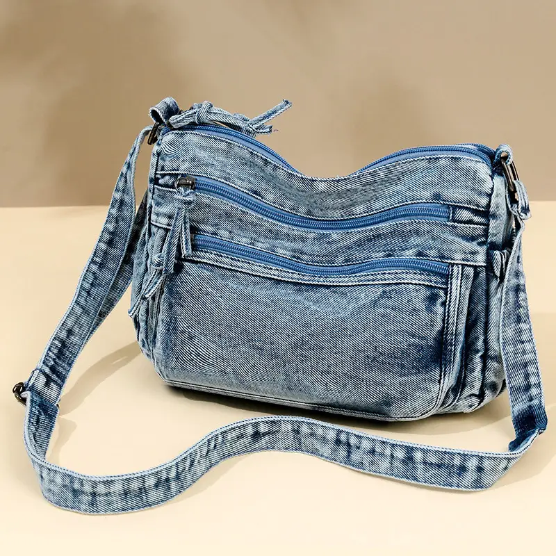 Washed Denim Crossbody Bag for Women Large Capacity - Image 6
