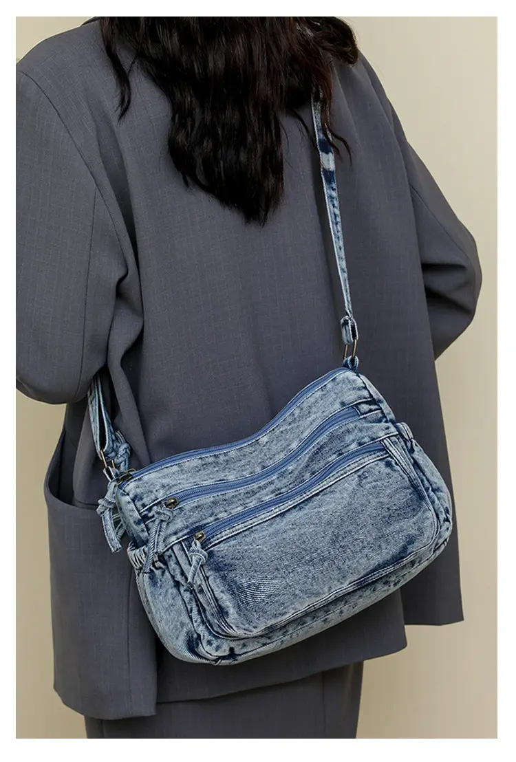 Washed Denim Crossbody Bag for Women Large Capacity — feature 19