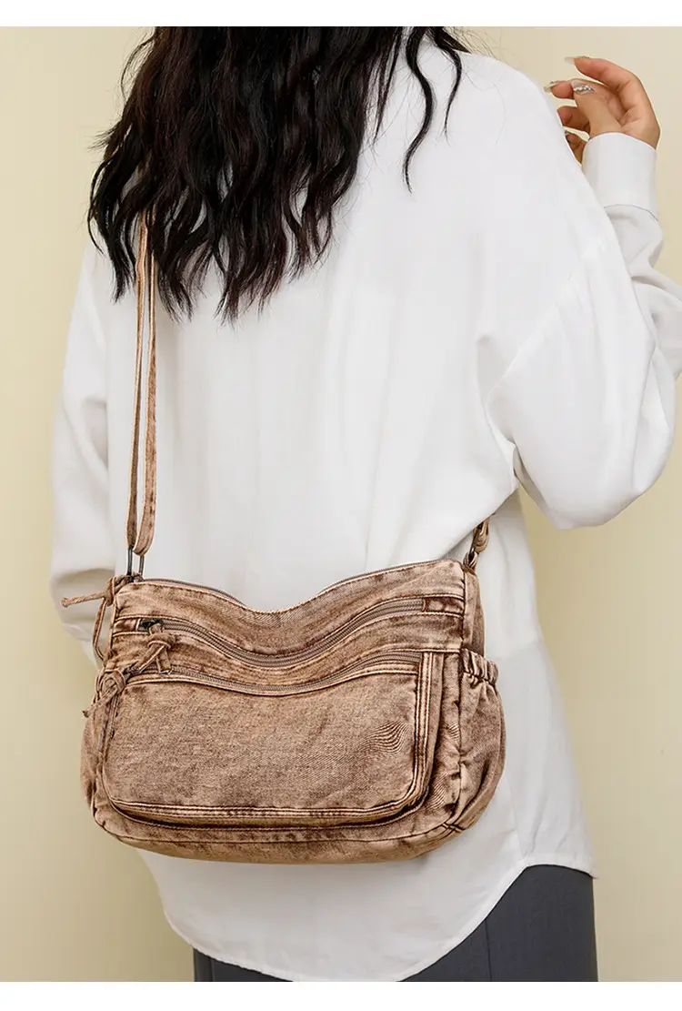 Washed Denim Crossbody Bag for Women Large Capacity — feature 20