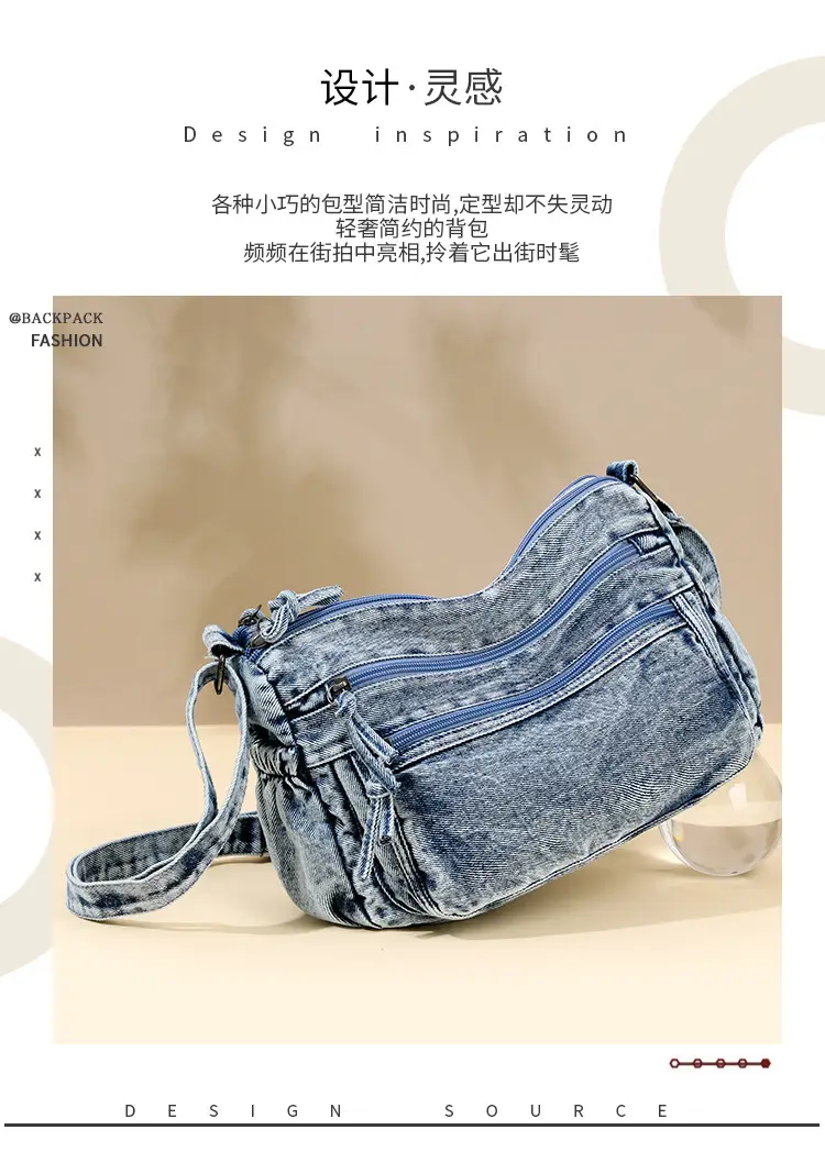 Washed Denim Crossbody Bag for Women Large Capacity — feature 24