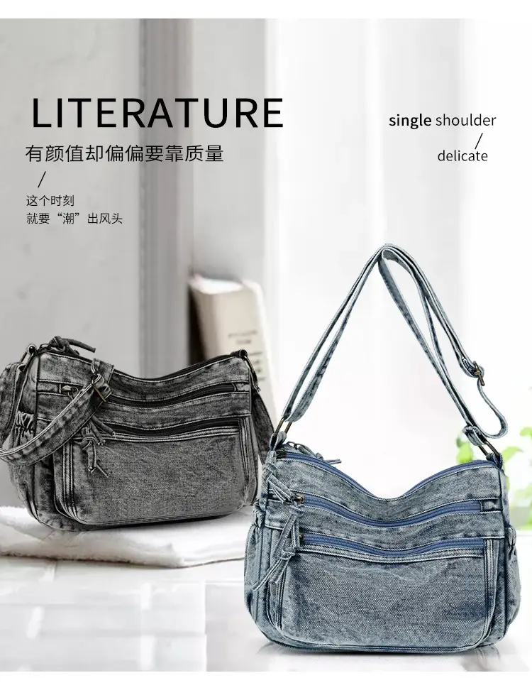 Washed Denim Crossbody Bag for Women Large Capacity — feature 26