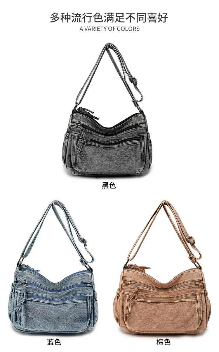 Washed Denim Crossbody Bag for Women Large Capacity — feature 4