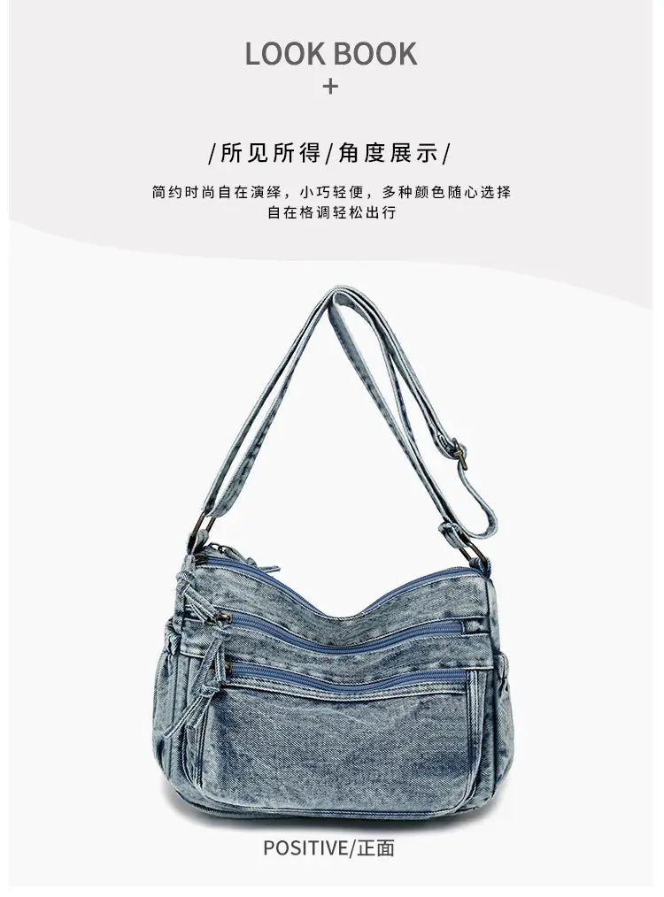 Washed Denim Crossbody Bag for Women Large Capacity — feature 5