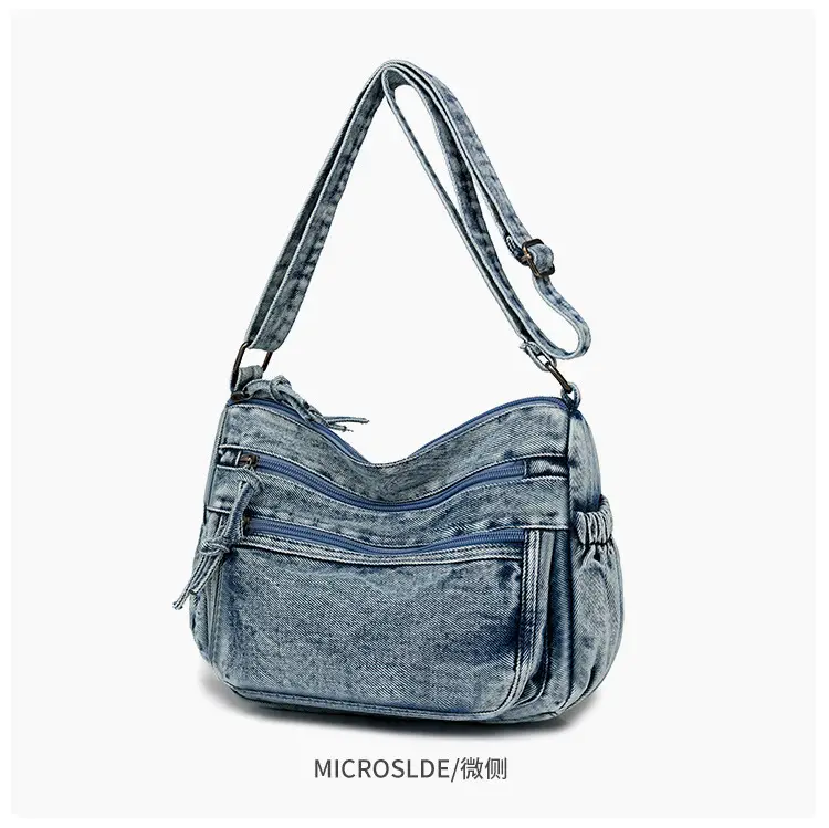 Washed Denim Crossbody Bag for Women Large Capacity — feature 6