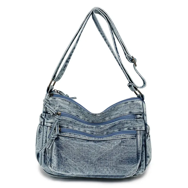 Washed Denim Crossbody Bag for Women Large Capacity - Image 2