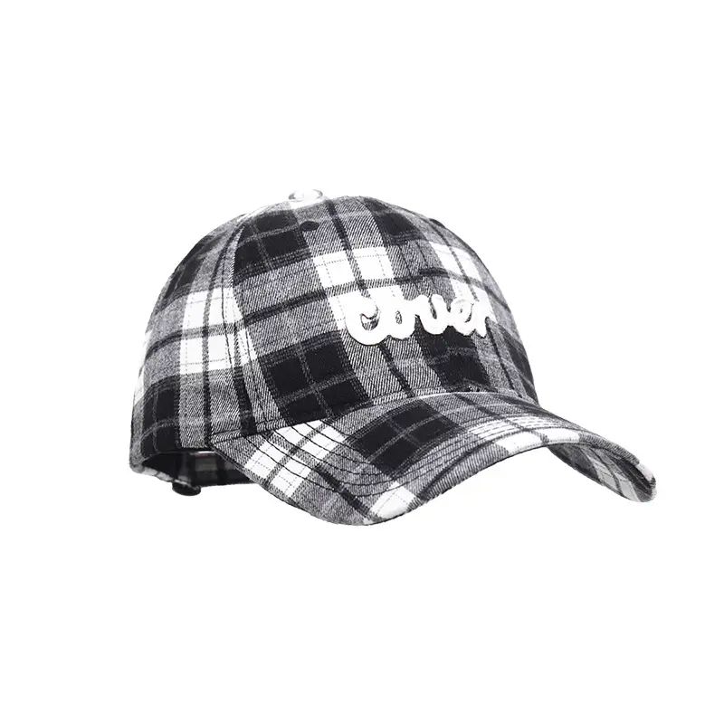 Korean Plaid Baseball Cap for Women with Wide Brim - Image 8