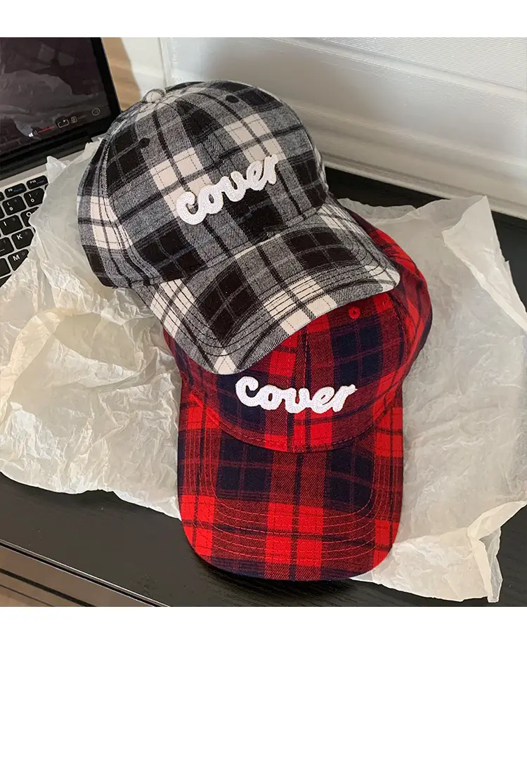 Korean Plaid Baseball Cap for Women with Wide Brim — feature 12