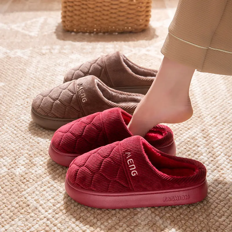 Japanese-Style Silent Cotton Slippers for Women Winter Office Open Indoor Cloth Bottom Home Wooden Floor Four-Season Silent Slippers for Men - Image 6