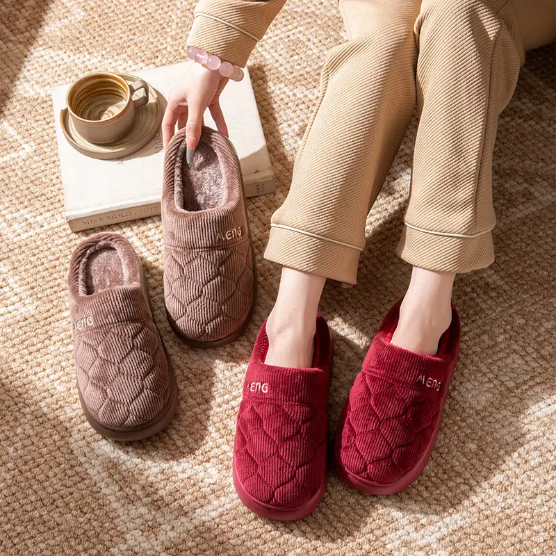 Japanese-Style Silent Cotton Slippers for Women Winter Office Open Indoor Cloth Bottom Home Wooden Floor Four-Season Silent Slippers for Men - Image 8