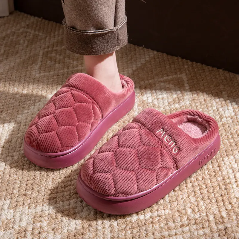 Japanese-Style Silent Cotton Slippers for Women Winter Office Open Indoor Cloth Bottom Home Wooden Floor Four-Season Silent Slippers for Men - Image 3