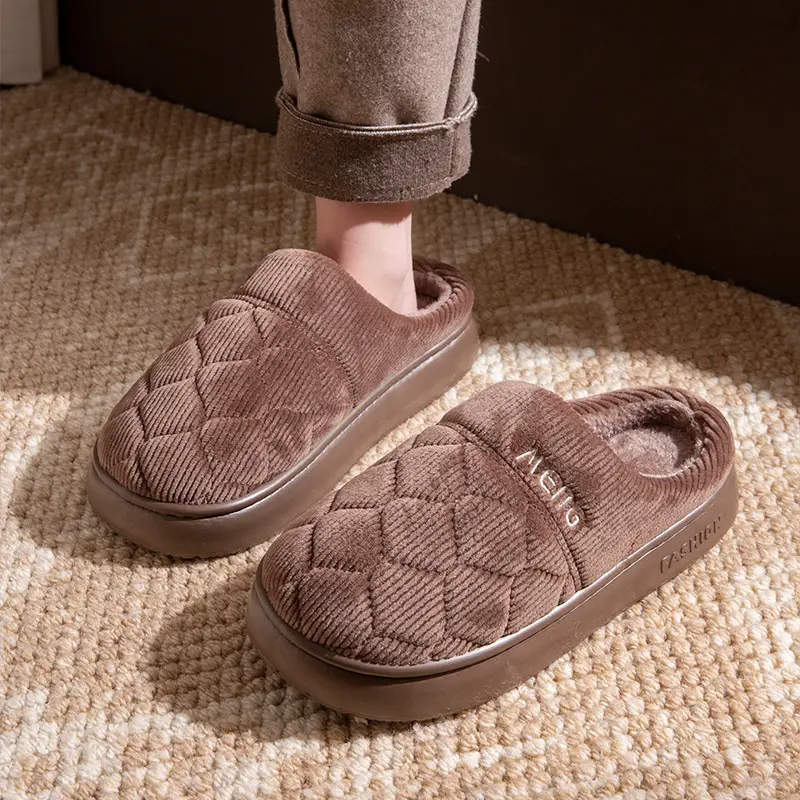 Japanese-Style Silent Cotton Slippers for Women Winter Office Open Indoor Cloth Bottom Home Wooden Floor Four-Season Silent Slippers for Men - Image 4