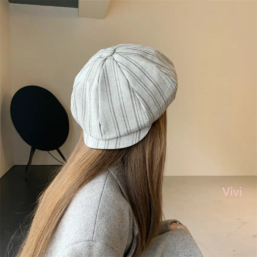 Japanese Striped Duckbill Cap for Women Spring Autumn - Image 5