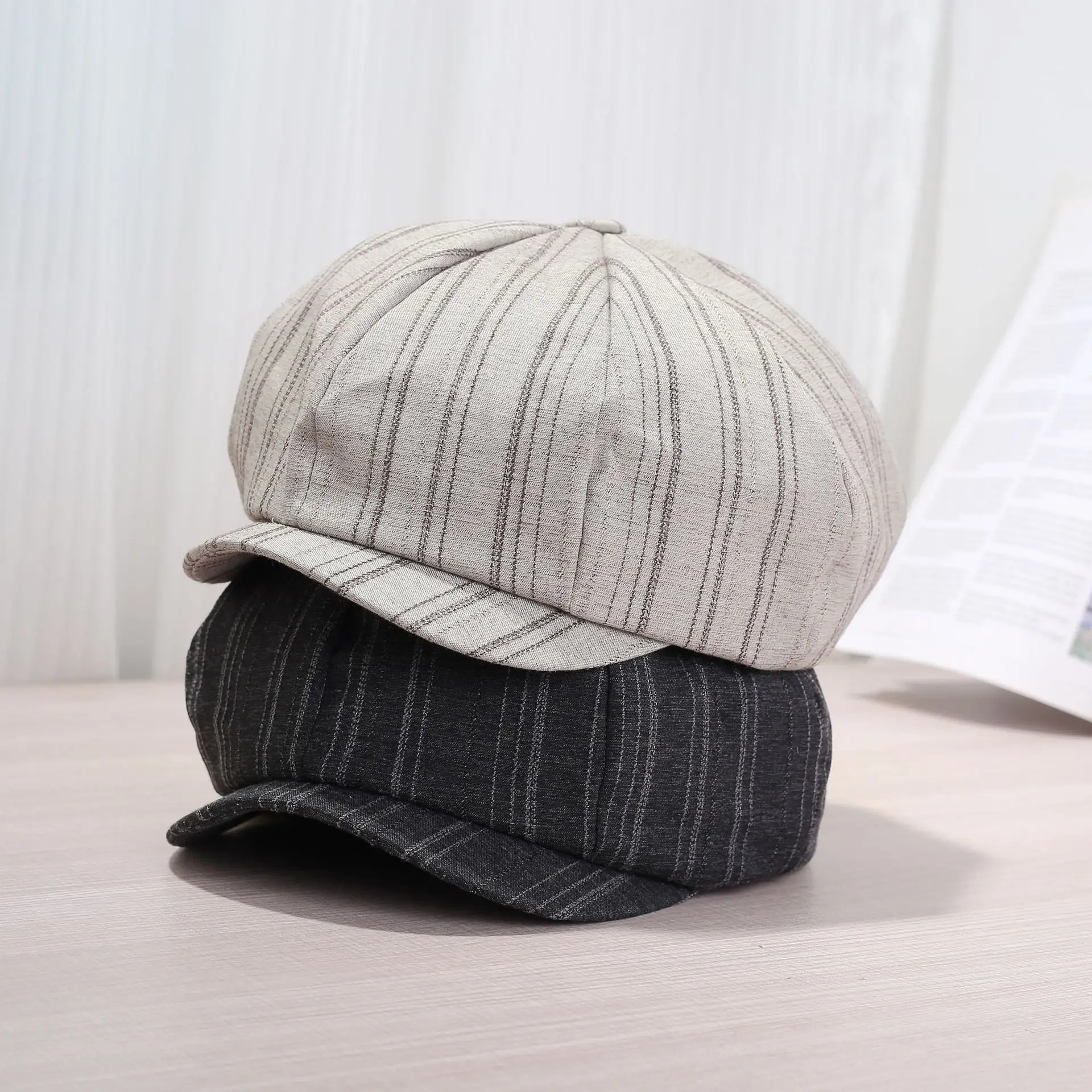 Japanese Striped Duckbill Cap for Women Spring Autumn — feature 2