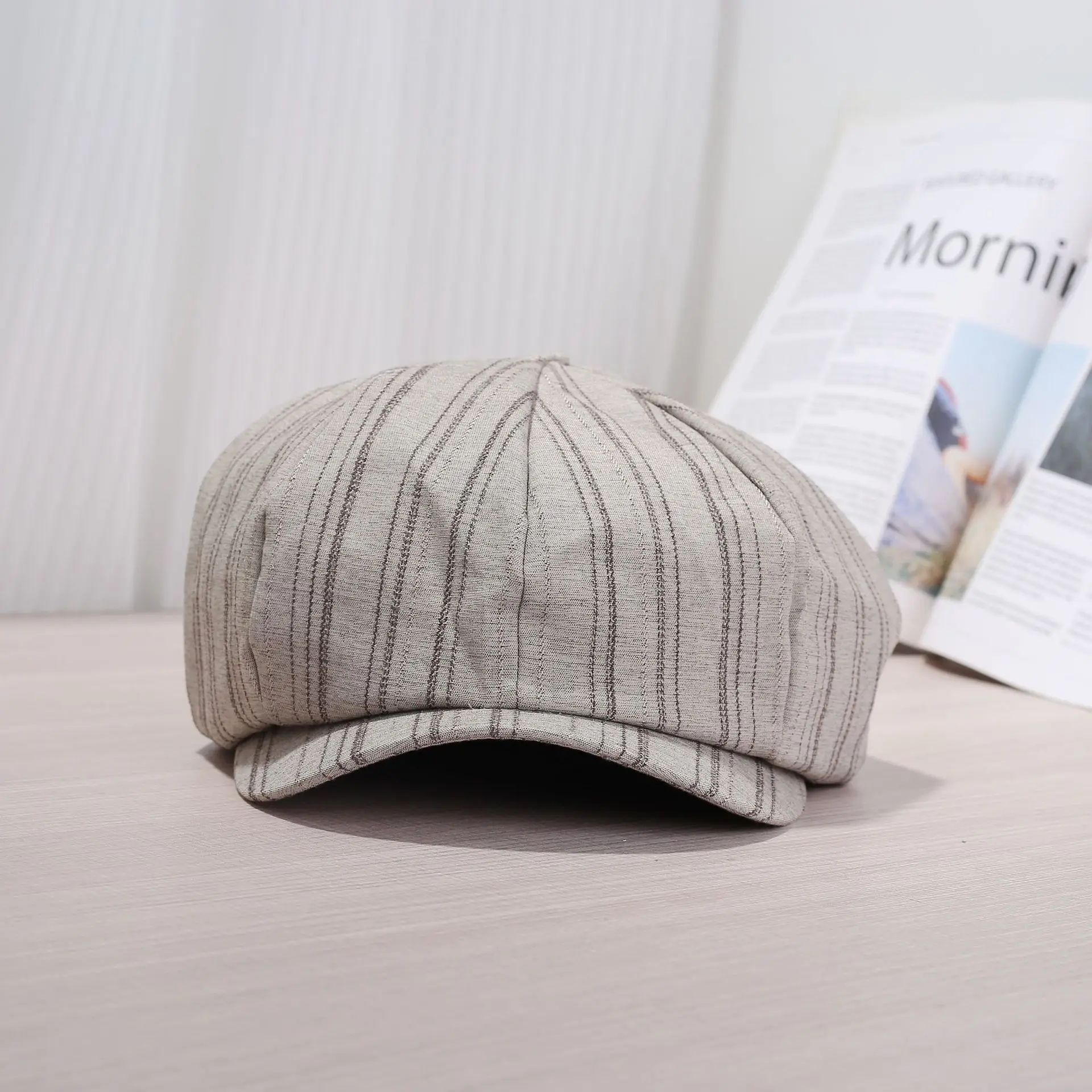 Japanese Striped Duckbill Cap for Women Spring Autumn — feature 9