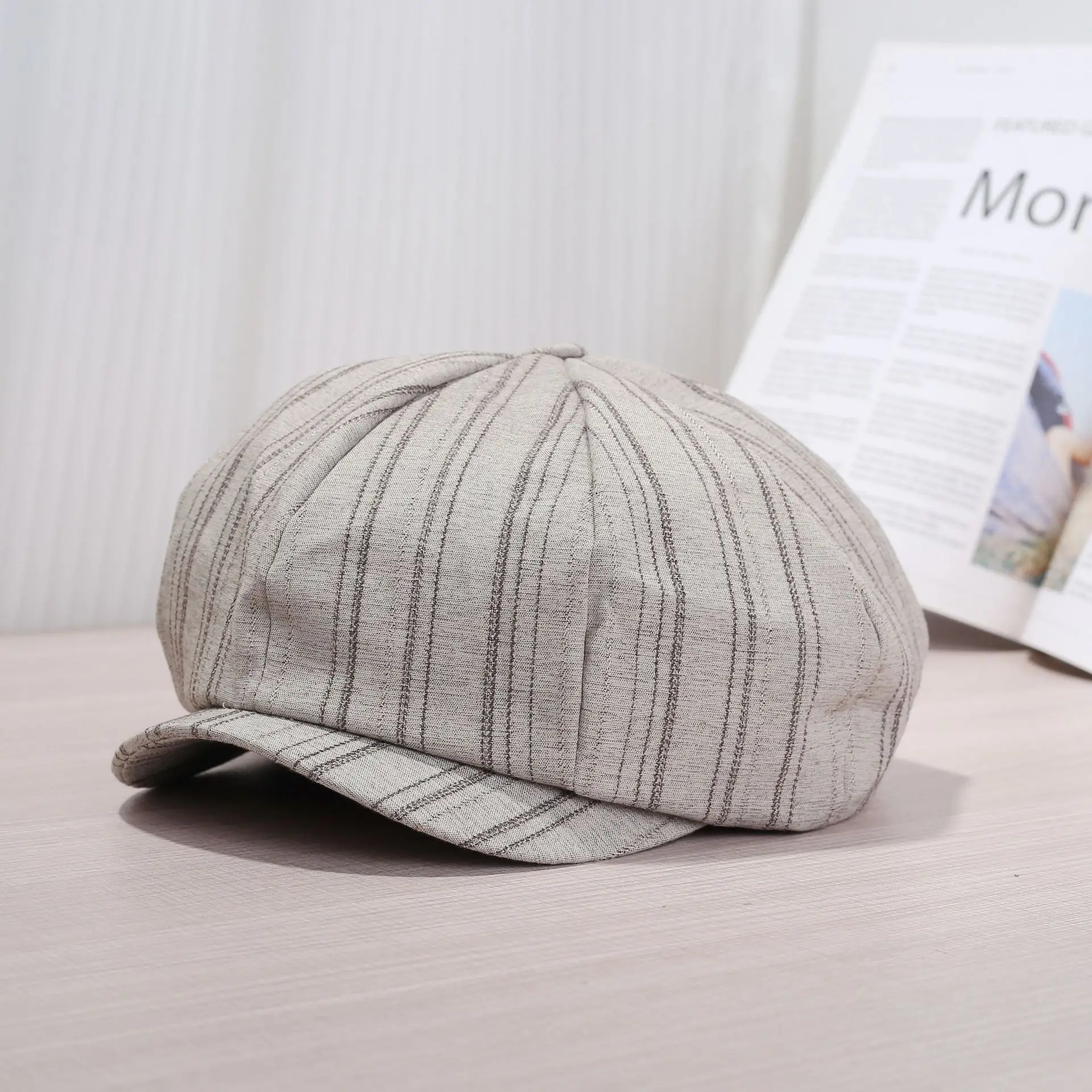 Japanese Striped Duckbill Cap for Women Spring Autumn - Image 2