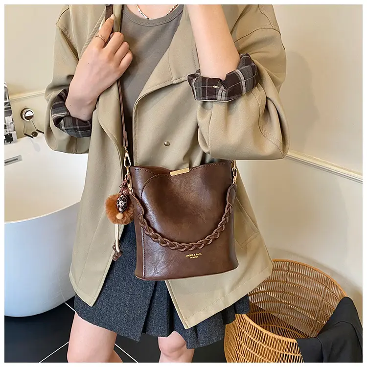 Retro Tote Bag Women Shoulder Crossbody Satchel Brown — feature 17
