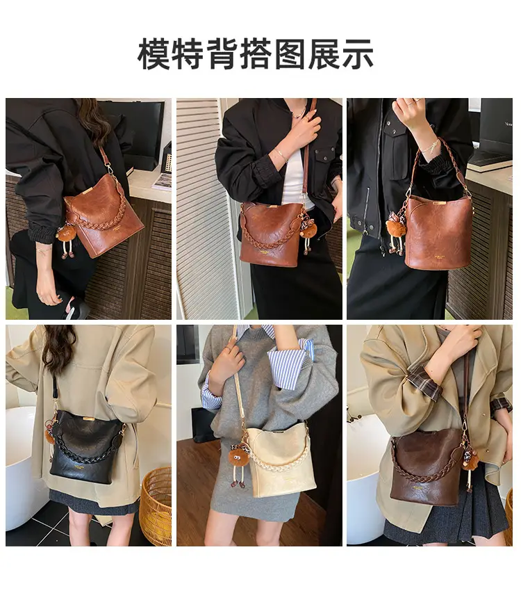 Retro Tote Bag Women Shoulder Crossbody Satchel Brown — feature 3