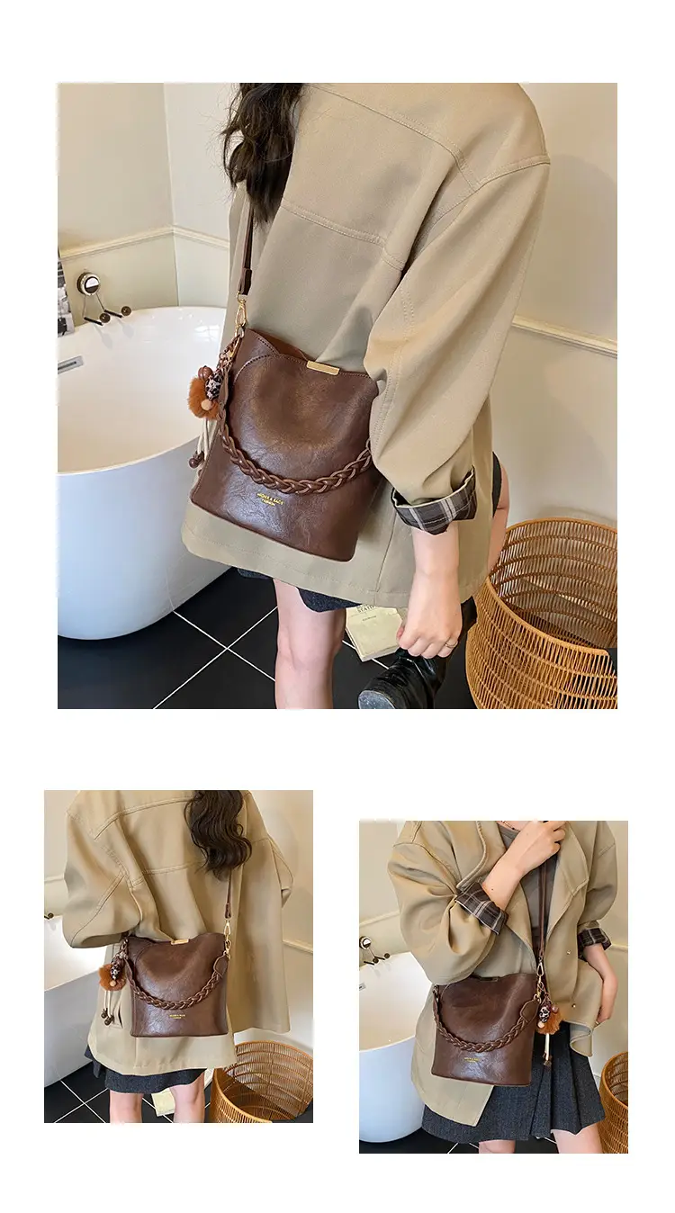 Retro Tote Bag Women Shoulder Crossbody Satchel Brown — feature 6