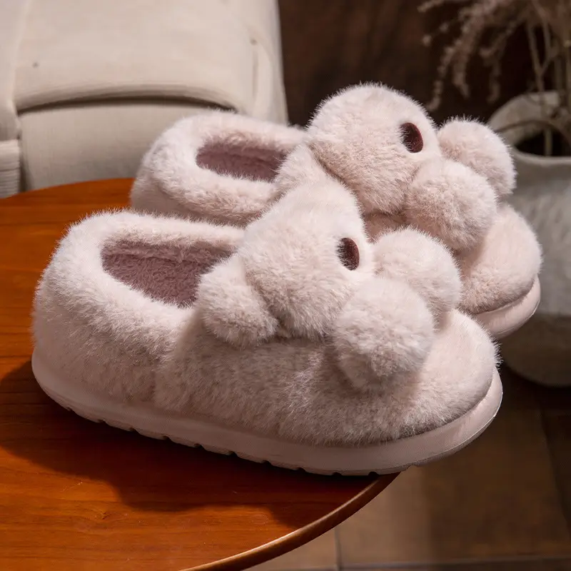 Covered Heel Cotton Slippers for Women Winter 2024 New Warm Fleece-Lined Home Indoor and Outdoor Wear Non-Slip Thick-Soled Cotton Shoes for Men - Image 2