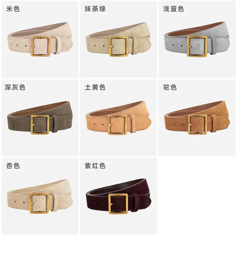 Women's Frosted Cowhide Belt with Gold Buckle, Maroon — feature 9