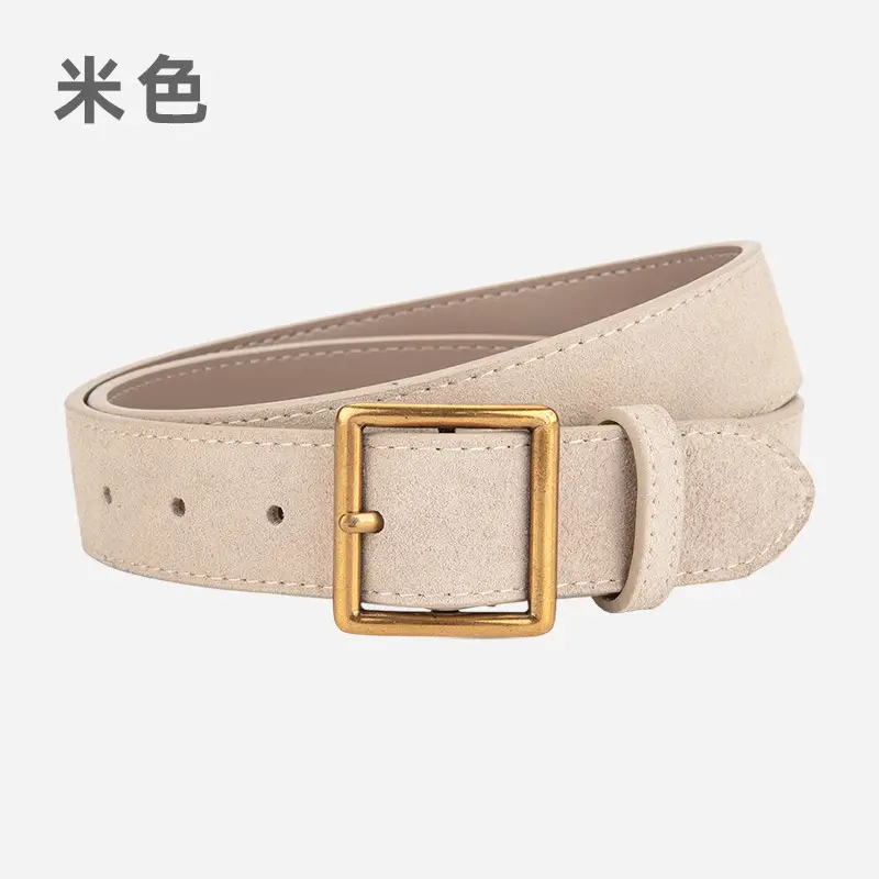 Women's Frosted Cowhide Belt with Gold Buckle, Maroon