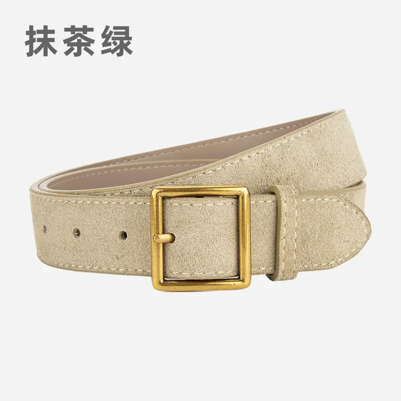 Women's Frosted Cowhide Belt with Gold Buckle, Maroon