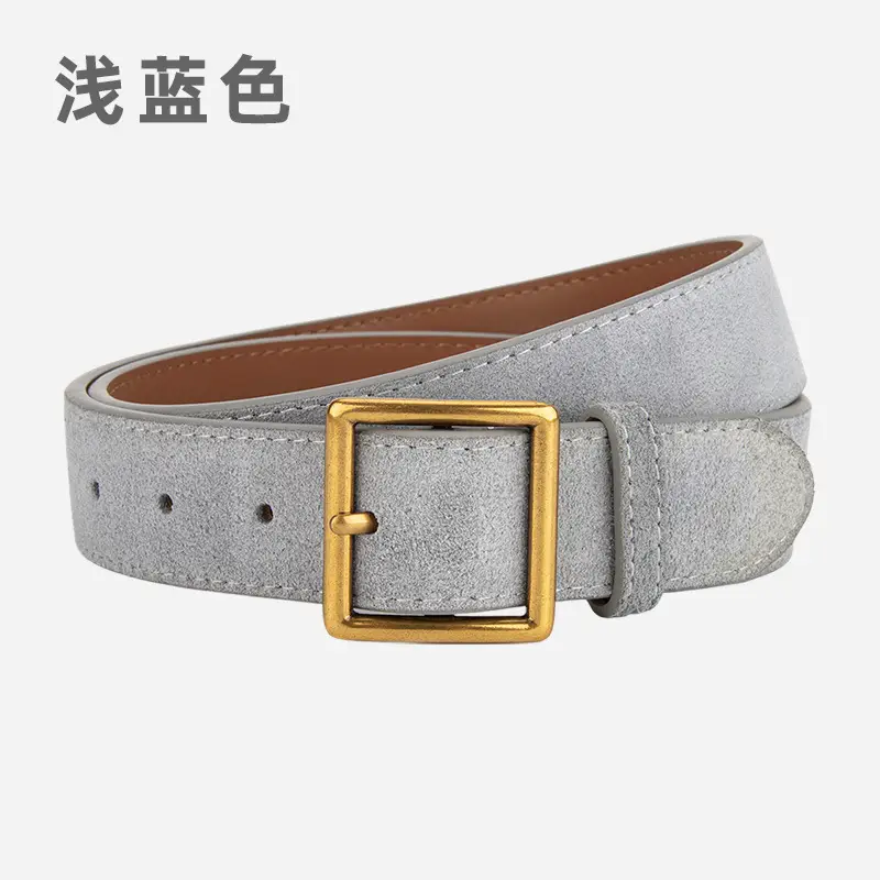 Women's Frosted Cowhide Belt with Gold Buckle, Maroon