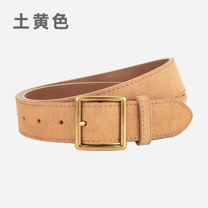 Women's Frosted Cowhide Belt with Gold Buckle, Maroon