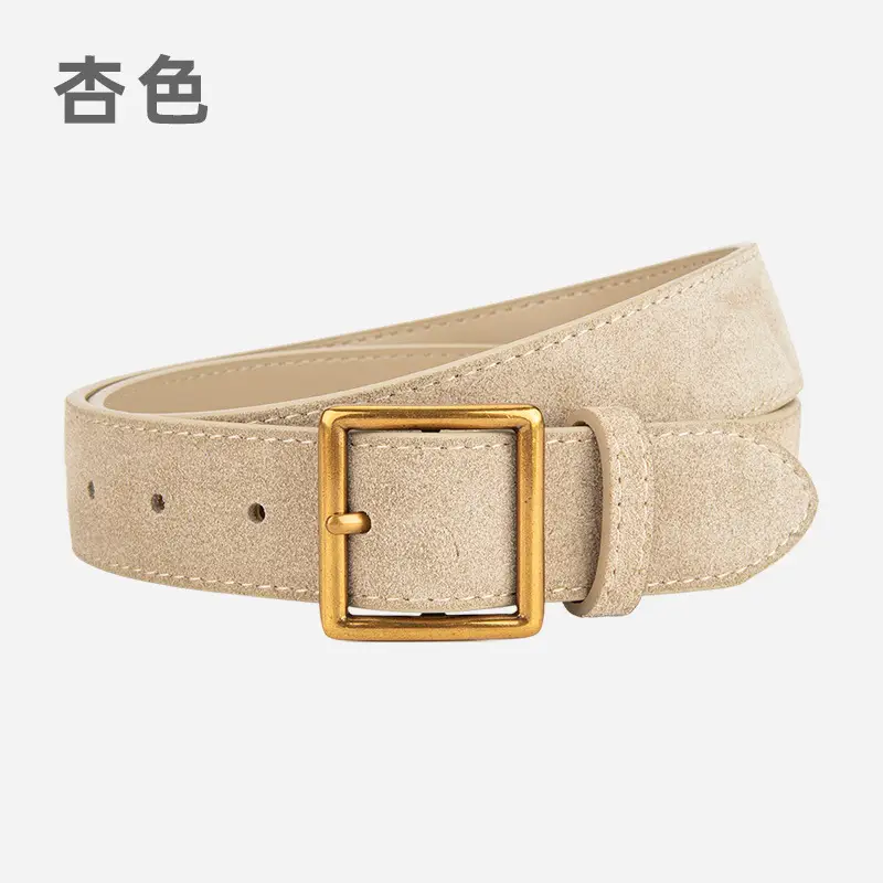 Women's Frosted Cowhide Belt with Gold Buckle, Maroon