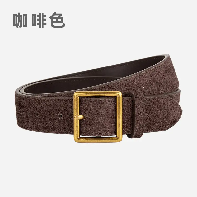 Women's Frosted Cowhide Belt with Gold Buckle, Maroon