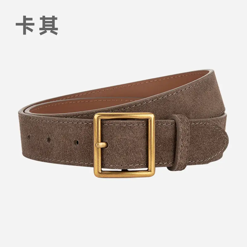 Women's Frosted Cowhide Belt with Gold Buckle, Maroon
